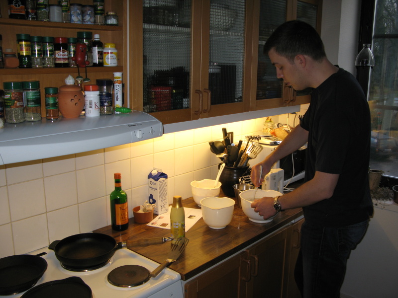 BB1 prepares the pancake mixture. The same procedure as every year.